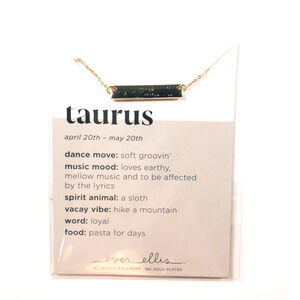 Ever Ellis Taurus Zodiac Bar Necklace | 18K Gold Plated | New